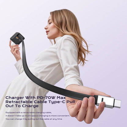 70W GaN Retractable Power Hub